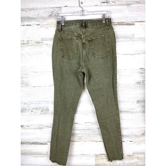 We The Free Women’s 28 Green Button Fly Distressed Medium Weight Denim Jeans - Picture 2 of 6